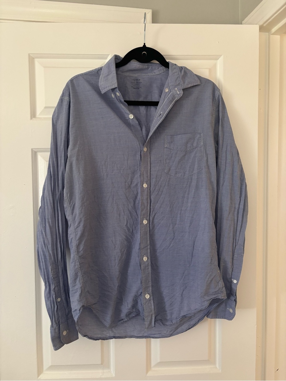 J. Crew Striped Light Blue Chambray Shirt - 100% Cotton - Size M - Picture 2 of 6